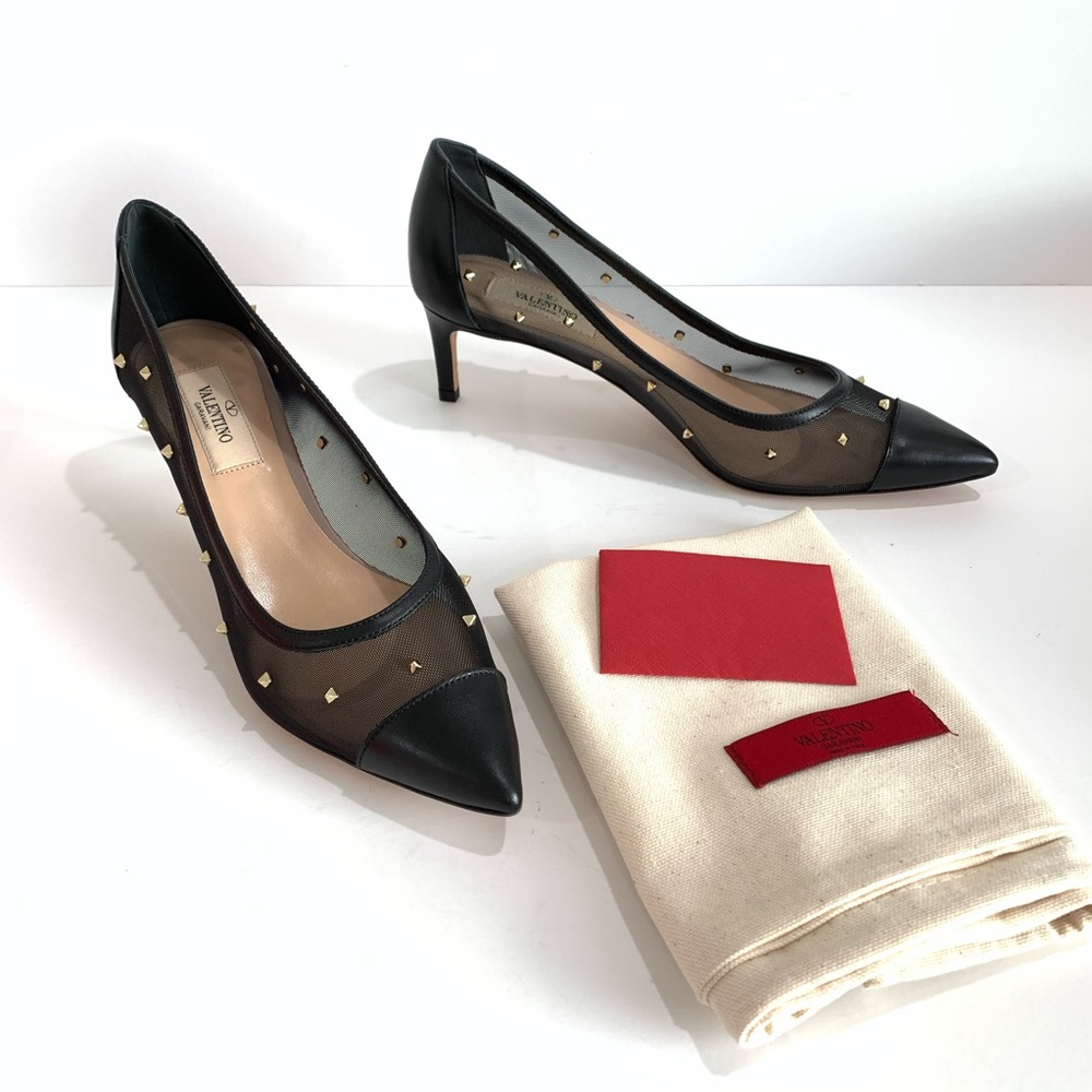 Valentino Black Shining Mesh Pump Tiny Rockstud